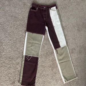 Color block brown corduroy jeans